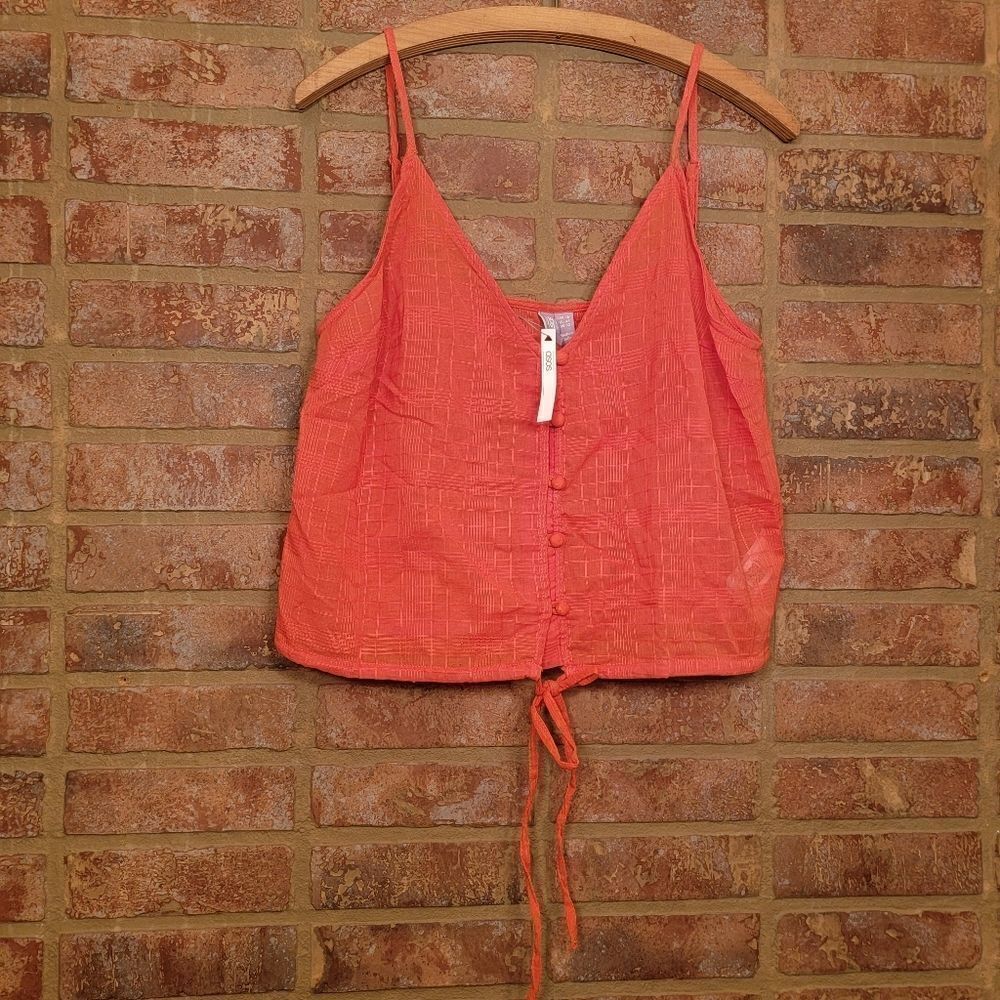 ASOS crop button down coral tank size 12 NWT